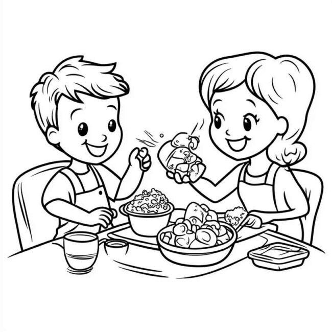 almoco em familia para colorir em png 29