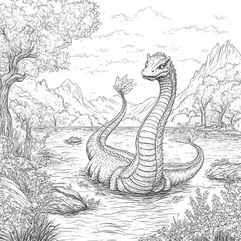 Desenhos GRÁTIS de Monstro do Lago Ness para Imprimir e Colorir/Pintar