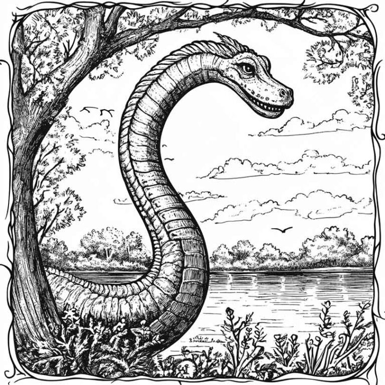 Desenhos GRÁTIS de Monstro do Lago Ness para Imprimir e Colorir/Pintar