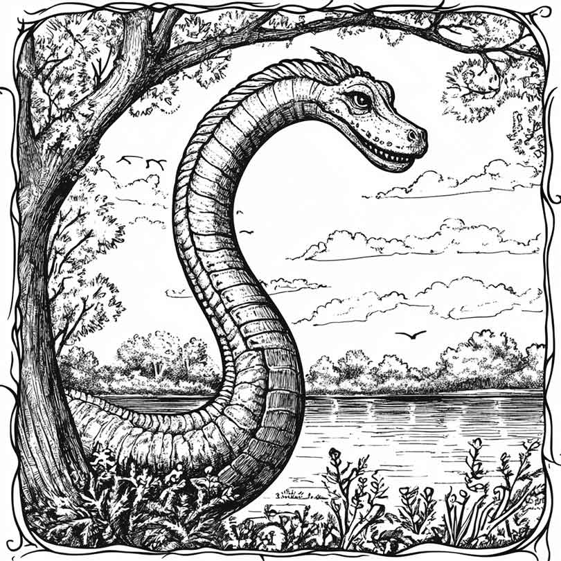 Desenhos GRÁTIS de Monstro do Lago Ness para Imprimir e Colorir/Pintar