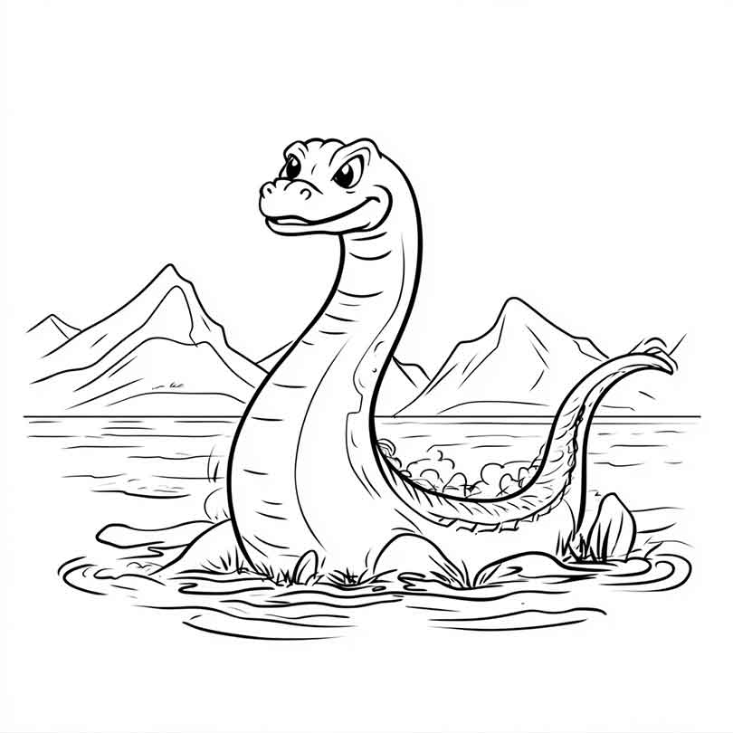 Desenhos GRÁTIS de Monstro do Lago Ness para Imprimir e Colorir/Pintar