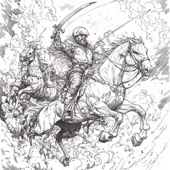 Cavaleiros do Apocalipse para imprimir e colorir png 37