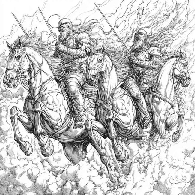 Cavaleiros do Apocalipse para imprimir e colorir png 38