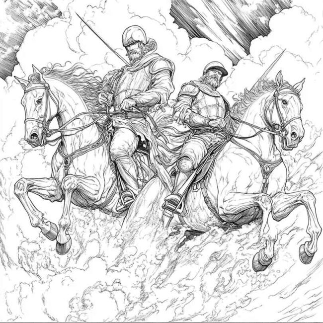 Cavaleiros do Apocalipse para imprimir e colorir png 45