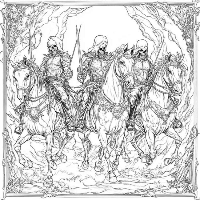 Cavaleiros do Apocalipse para imprimir e colorir png 41