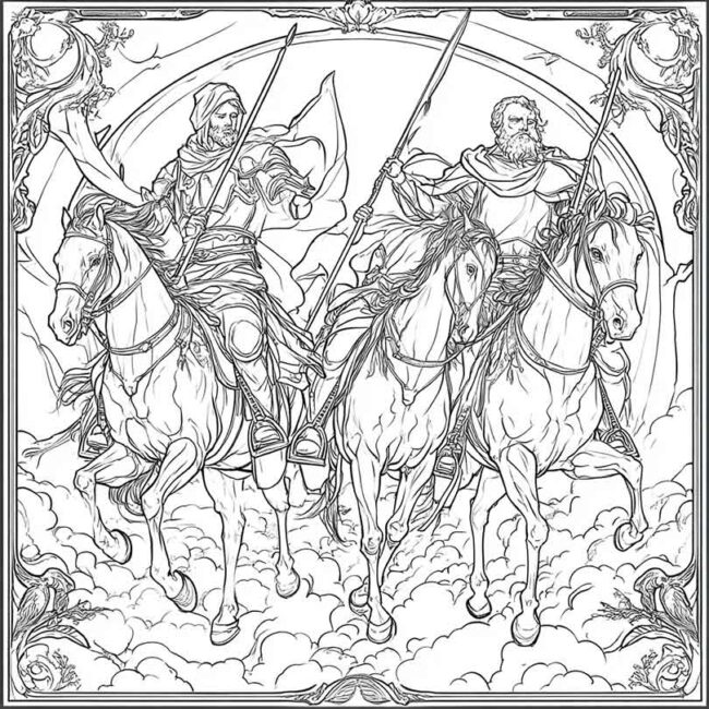Cavaleiros do Apocalipse para imprimir e colorir png 30