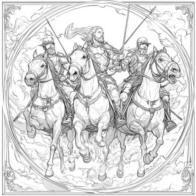 Cavaleiros do Apocalipse para imprimir e colorir png 27