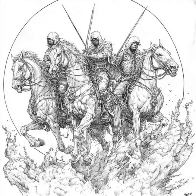 Cavaleiros do Apocalipse para imprimir e colorir png 29
