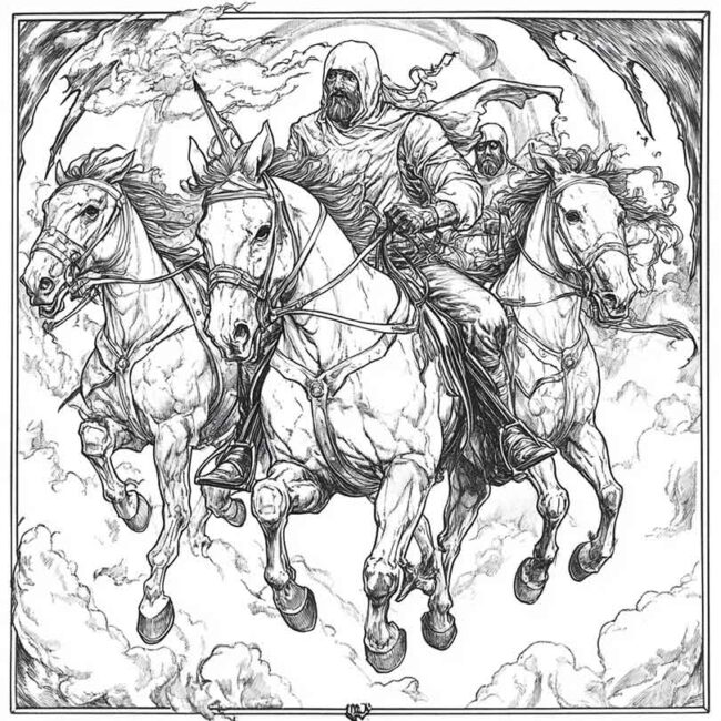 Cavaleiros do Apocalipse para imprimir e colorir png 18