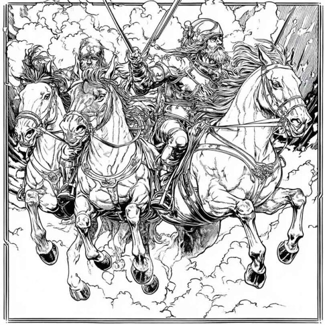Cavaleiros do Apocalipse para imprimir e colorir png 23