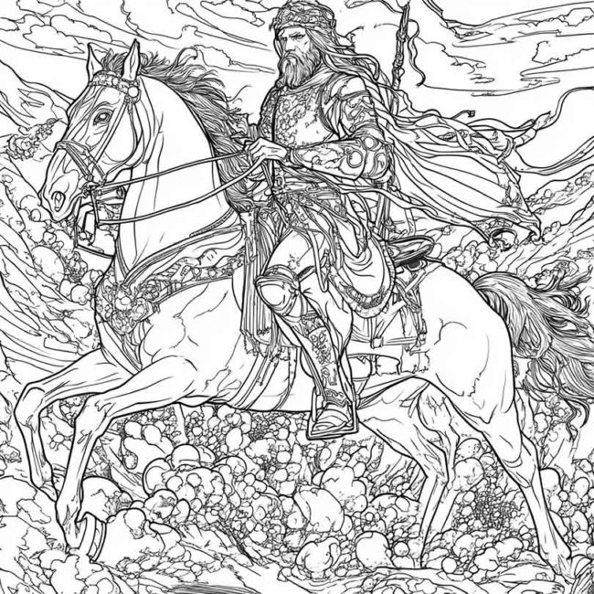 Cavaleiros do Apocalipse para imprimir e colorir png 10