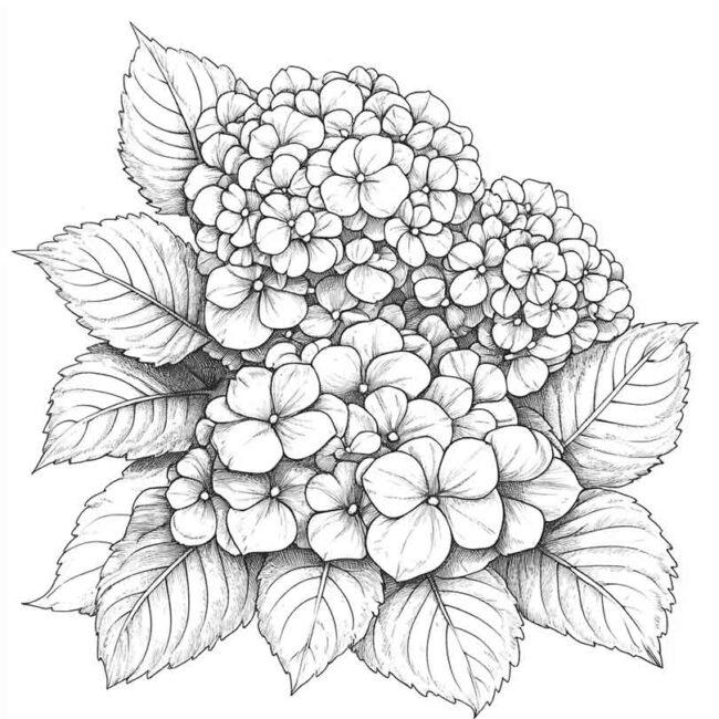 desenhos de hortencias para imprimir e colorir em casa 8