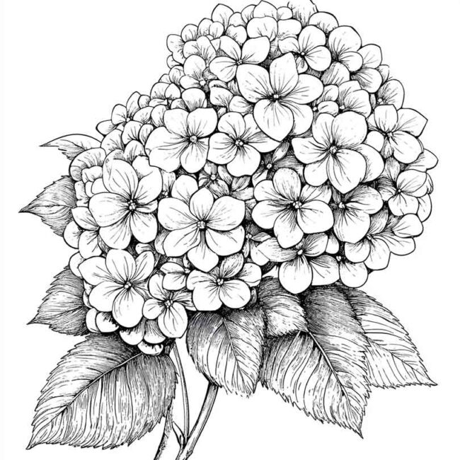 desenhos de hortencias para imprimir e colorir em casa 7