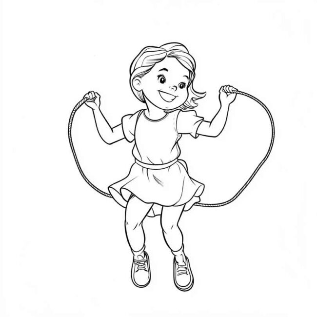 desenhos de criancas pulando corda para imprimir e colorir 7