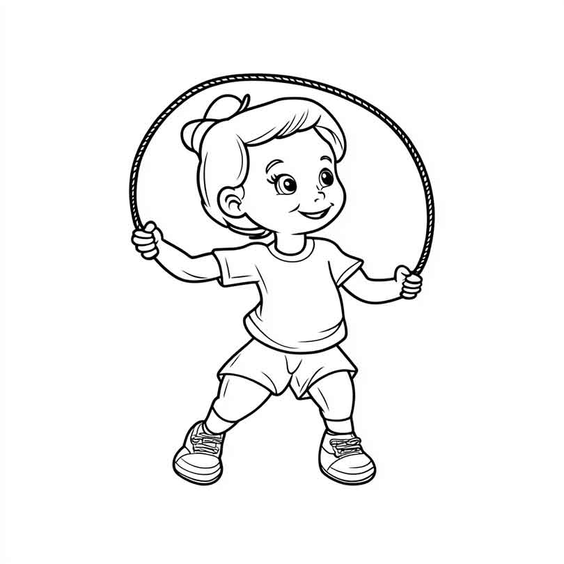 Desenhos de Criança Pulando Corda para Imprimir e Colorir