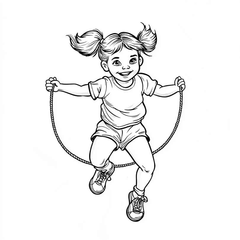 Desenhos de Criança Pulando Corda para Imprimir e Colorir