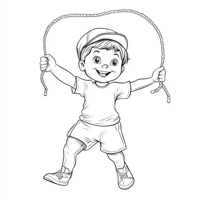 Desenhos de Criança Pulando Corda para Imprimir e Colorir