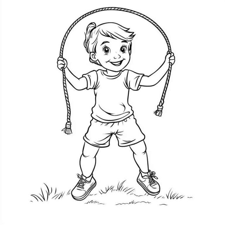 Desenhos de Criança Pulando Corda para Imprimir e Colorir