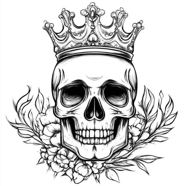 desenhos de caveiras com coroa para imprimir e colorir png 12