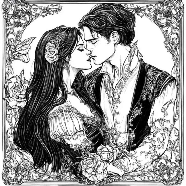 desenhos de casais goticos para imprimir e pintar 7