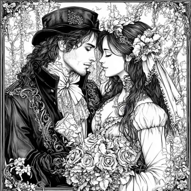 desenhos de casais goticos para imprimir e pintar 40