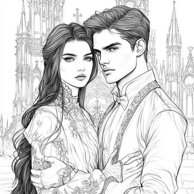 desenhos de casais goticos para imprimir e pintar 32