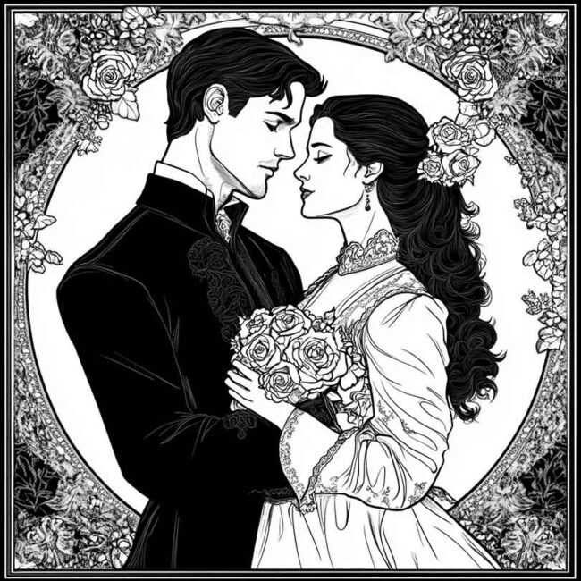 desenhos de casais goticos para imprimir e pintar 35