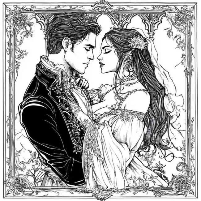desenhos de casais goticos para imprimir e pintar 29