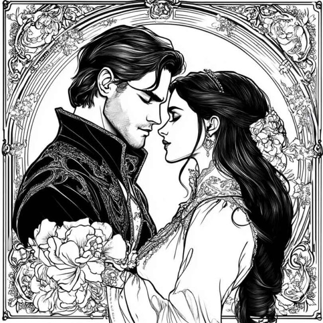 desenhos de casais goticos para imprimir e pintar 27