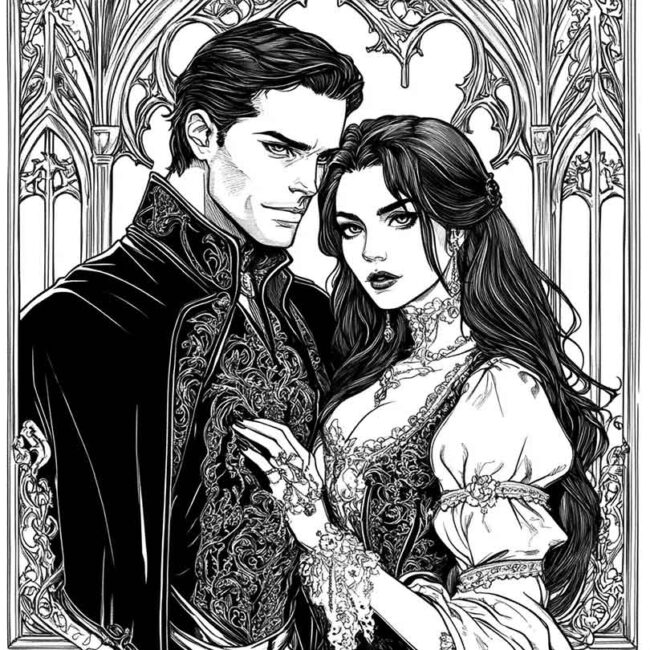 desenhos de casais goticos para imprimir e pintar 24