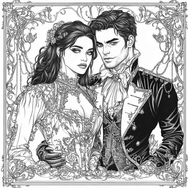 desenhos de casais goticos para imprimir e pintar 10