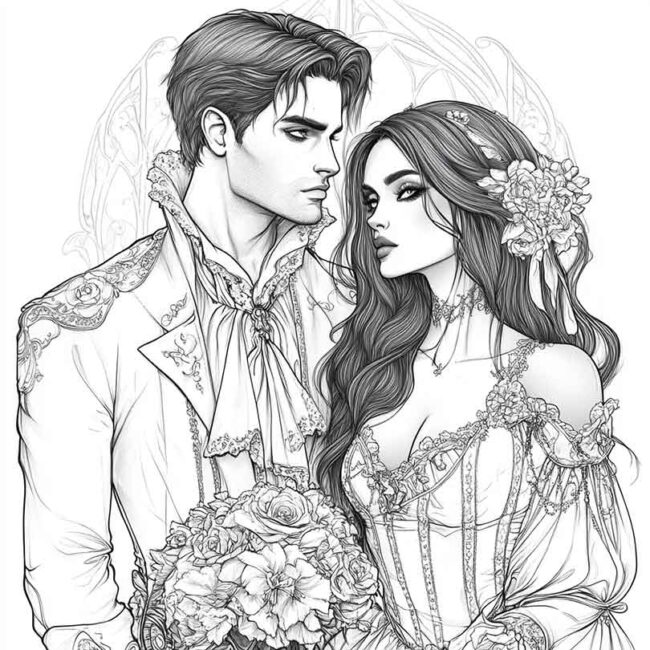 desenhos de casais goticos para imprimir e pintar 33