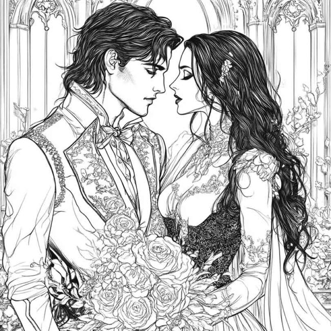 desenhos de casais goticos para imprimir e pintar 16