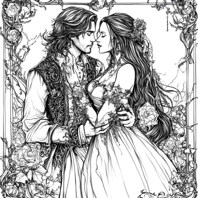 desenhos de casais goticos para imprimir e pintar 15
