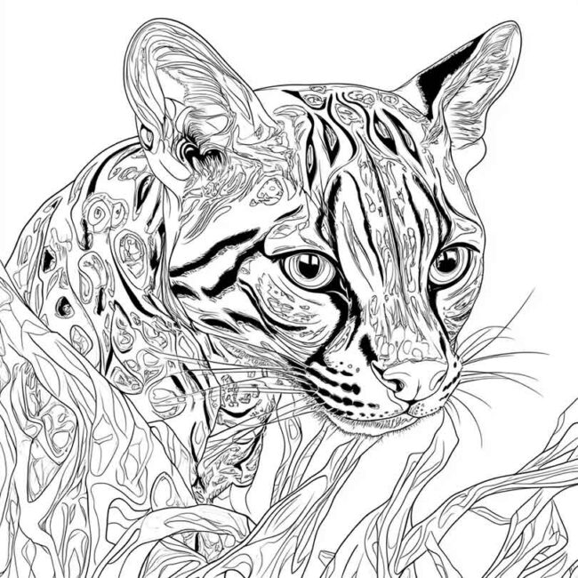 Desenhos da Jaguatirica para Imprimir e Colorir 10