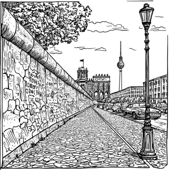desenhos de muro de berlim para imprimir e colorir pintar 1