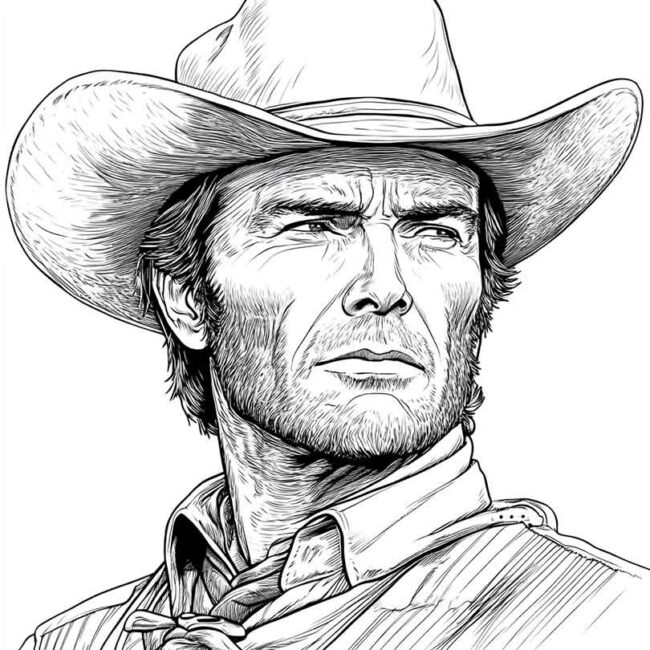 Desenhos da Clint Eastwood para Imprimir e Colorir 8