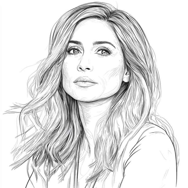 Desenhos da Jennifer Aniston para Imprimir e Colorir 9