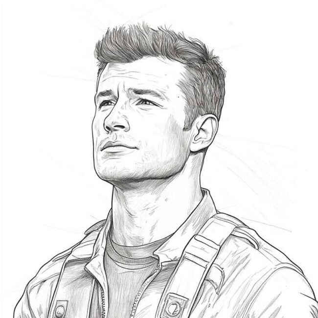 Desenhos da Glen Powell para Imprimir e Colorir 8