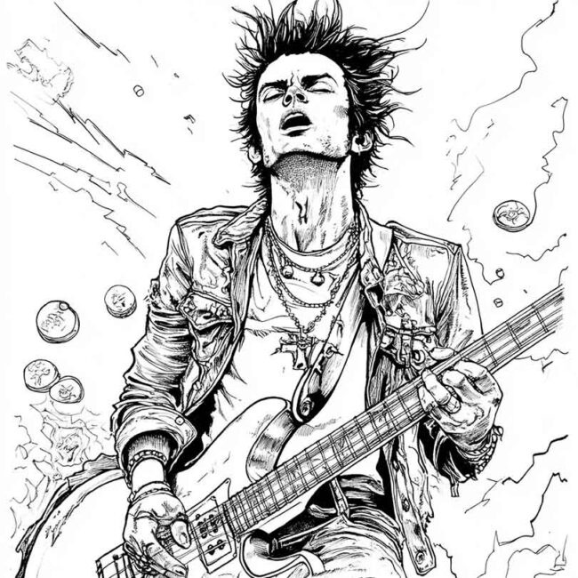 Desenhos de Sid Vicious para Imprimir e Colorir 8
