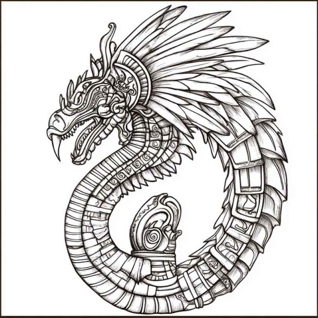 Desenhos de Quetzalcoatl para Imprimir e Colorir 9