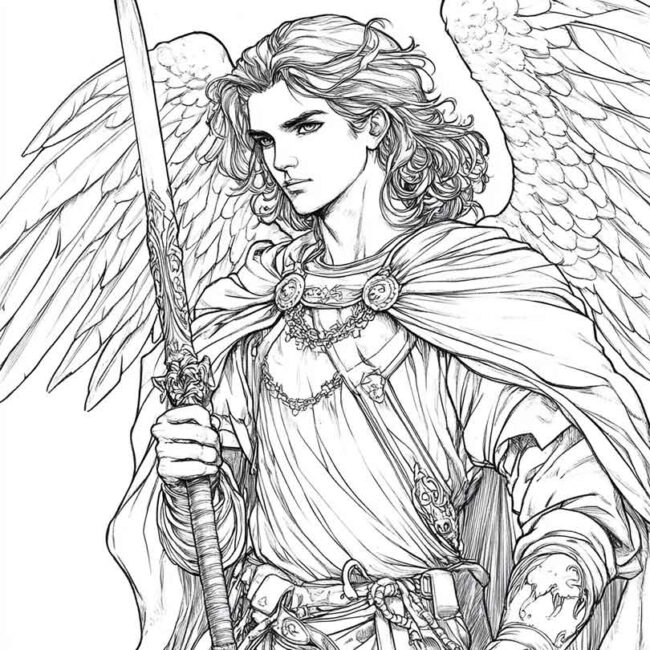 Desenhos de Arcanjo Rafael para Imprimir e Colorir 12