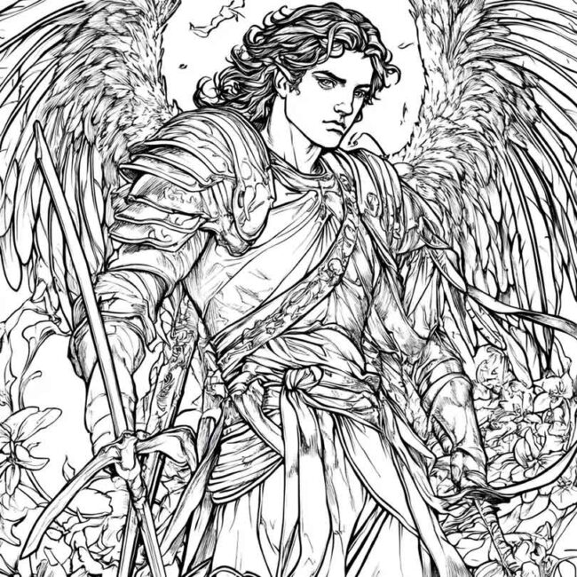 Desenhos de Arcanjo Rafael para Imprimir e Colorir 2