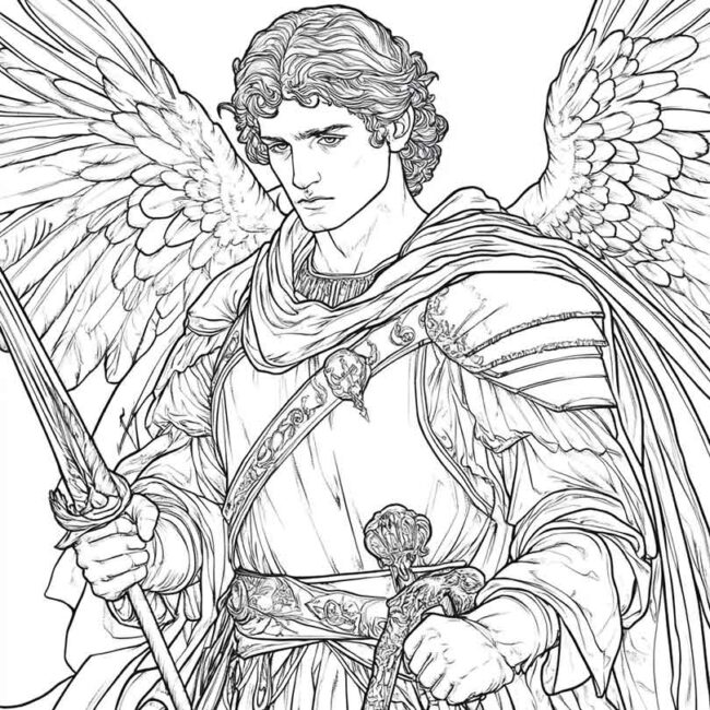 Desenhos de Arcanjo Rafael para Imprimir e Colorir 1
