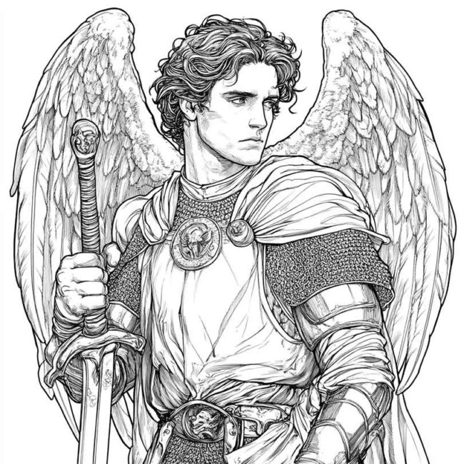 Desenhos de Arcanjo Rafael para Imprimir e Colorir 10