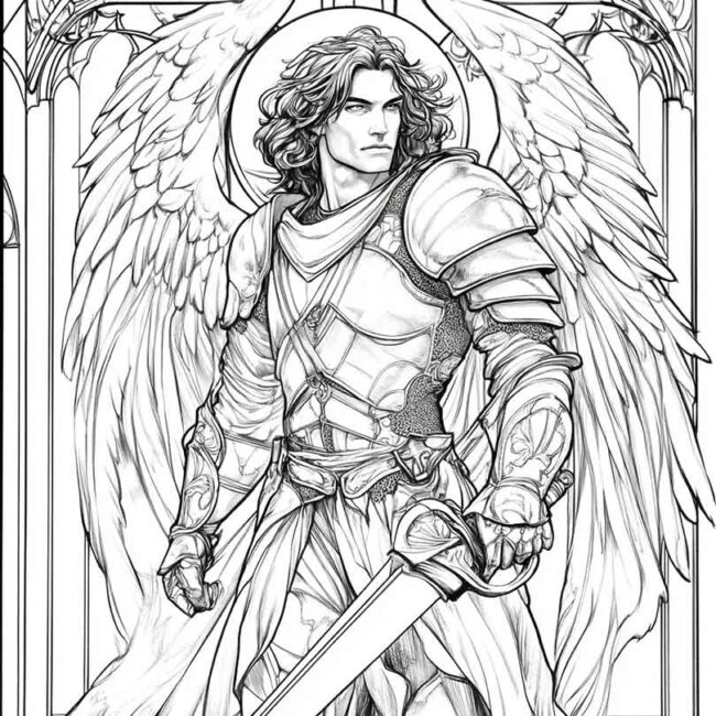 Desenhos de Arcanjo Rafael para Imprimir e Colorir 11