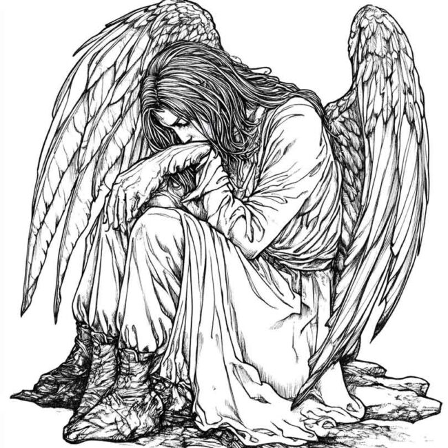 Desenhos de Anjo Caido para Imprimir e Colorir 8