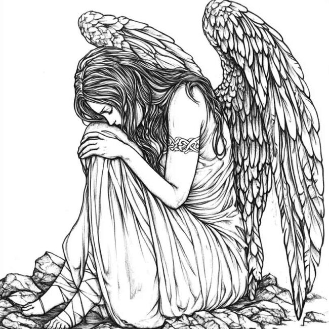 Desenhos de Anjo Caido para Imprimir e Colorir 21