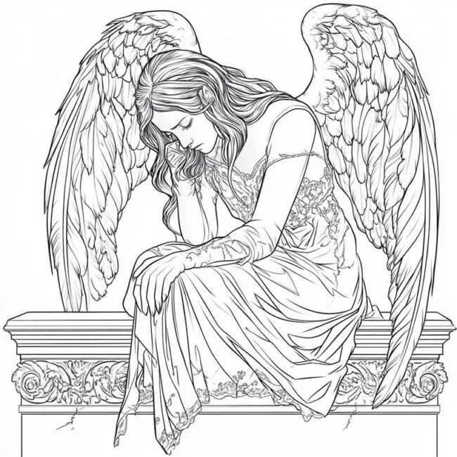 Desenhos de Anjo Caido para Imprimir e Colorir 4