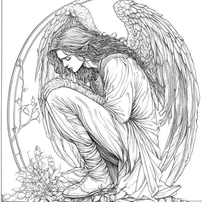 Desenhos de Anjo Caido para Imprimir e Colorir 2